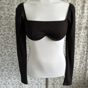 Princess Polly Black and White Long Sleeve Bodysuit